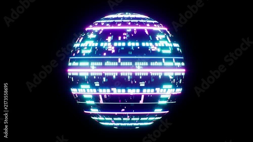 Cyberpunk Concept Blinking Light Neon Sphere