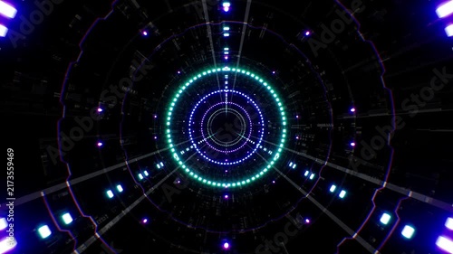 Space Transportation Neon Light Dark Tunnel