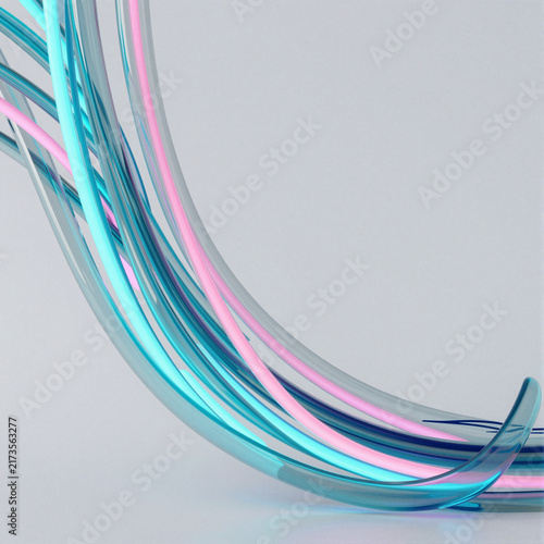 Abstract glass and metal ribbons for digital backgrounds