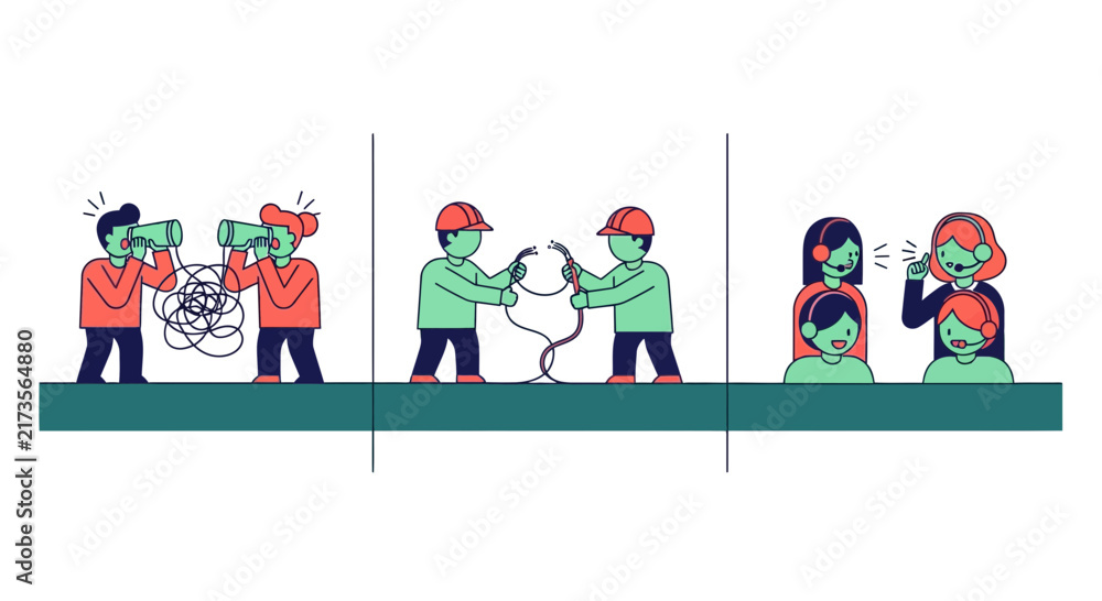Fototapeta premium Streamlining Communication Process and Customer Support Illustration