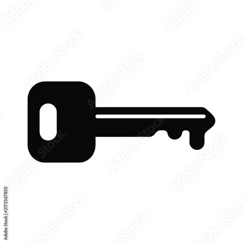 Black Key Silhouette Vector Icon. Security, Access, and Solution