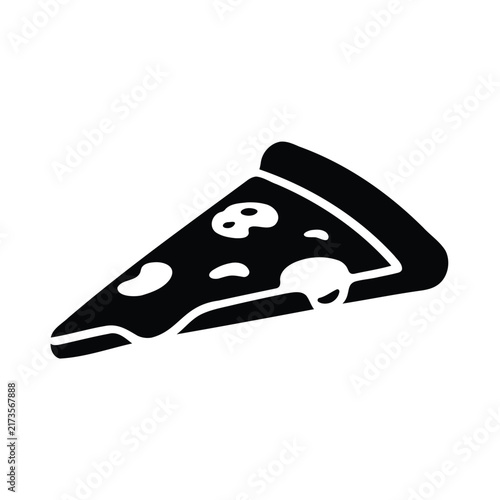 Pizza Slice Silhouette Vector Icon. Italian Fast Food and Pizzeria Menu Symbol.