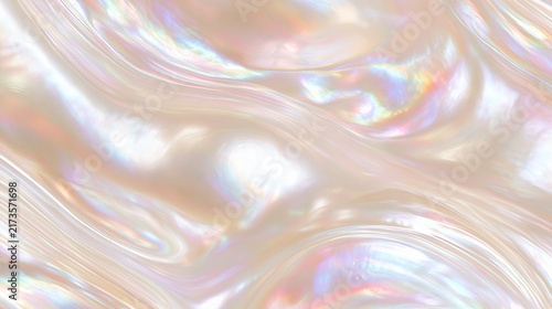 Soft iridescent pearl texture with flowing pastel reflections creating a luxurious abstract holographic background