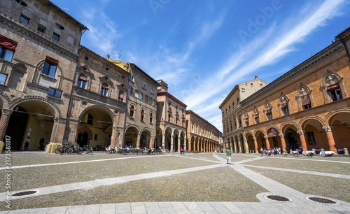 Piazza Santo Stefano with historic buildings and portici, old town, Bologna, Emilia Romagna, Italy