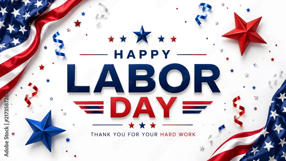 Obraz premium Happy Labor Day 2026 USA Patriotic American Flag Celebration