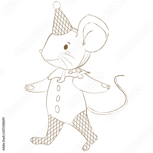 Little Clown Mouse halloween Costume Baby line art Illustration