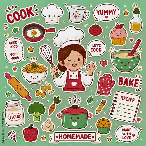 Cute Homemade Cooking and Baking Sticker Collection