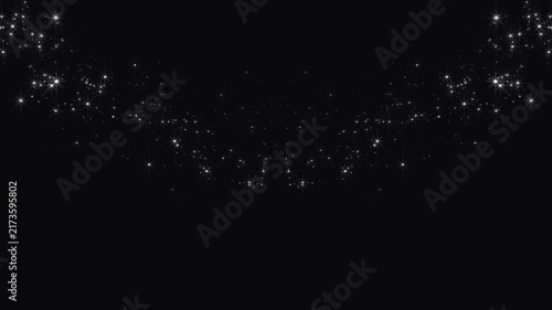 Glowing luxury glitter sparkle animation,white fairy dust trail,twinkling stars luminous curved light burst,black screen background,pixie shimmer particles,glitter motion