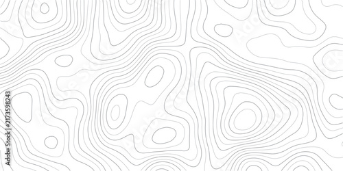 Minimalist contour lines topographic map background. Elegant white scenery abstract texture with gray relief lines. Seamless landscape elevation vector pattern.
