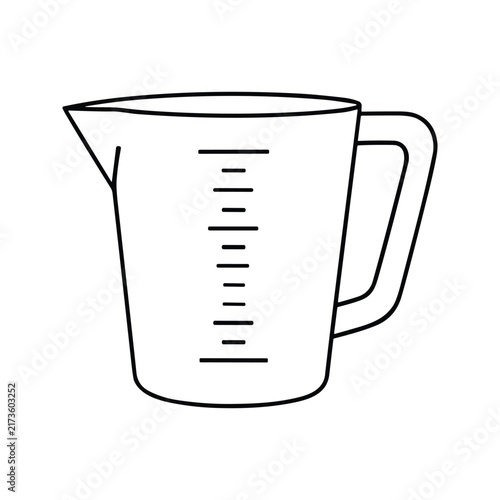 Kitchen measuring jug graduated pitcher vector line art for recipe blog illustrations