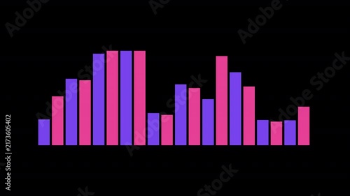 Animated Purple and Pink Data Analytics Bar Chart on Transparent Background