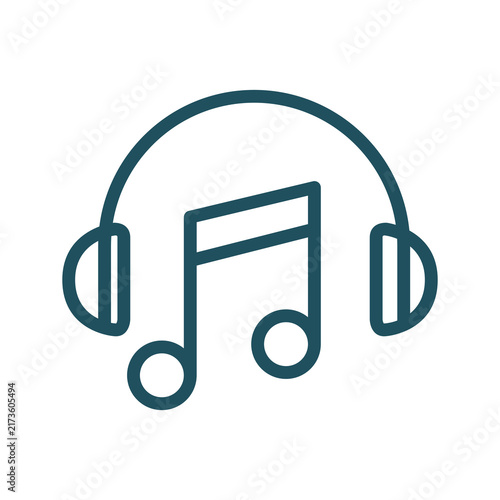 Картината върху платно Headphones with Music Note Icon Vector - Audio, Listening, and Entertainment