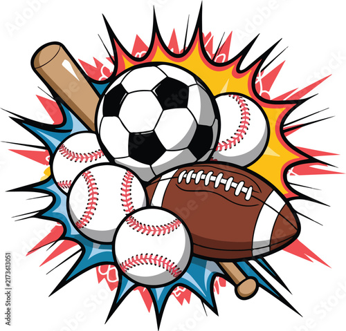 Sports Equipment Illustration for Athletic Themes