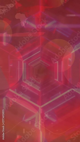 Animation of data processing and digital tunnel with diagrams