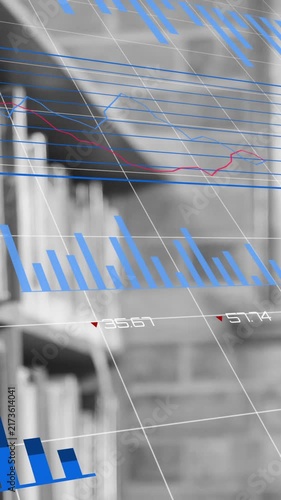 Animating graphs and charts over bookshelves in school library