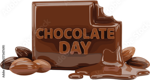 Chocolate Bar with Lettering and Cocoa Beans for Confectionery Design
