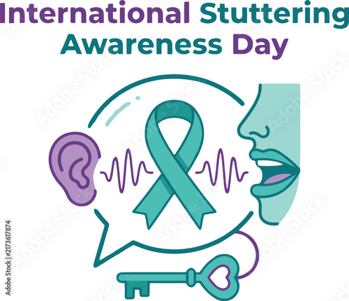 Stuttering Awareness Day Concept with Ear and Mouth Icon Graphic
