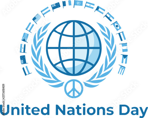 United Nations Day Emblem with Global Peace Concept Design