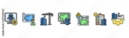 BIM web banner featuring Modeling, Architecture, Construction, Design, Engineering, Planning, and Infrastructure for building information modeling systems.