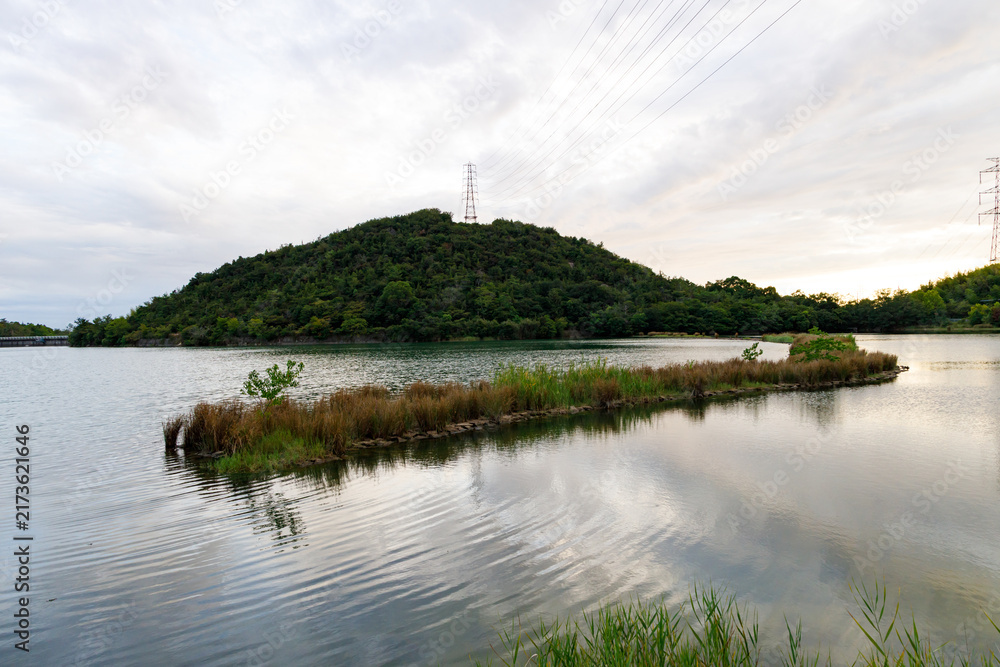 Fototapeta premium 散歩道から望む平荘湖(兵庫県加古川)