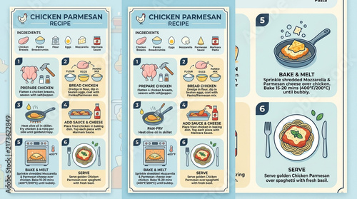 Chicken Parmesan Recipe Step-by-Step Cooking Guide Infographic Illustration
