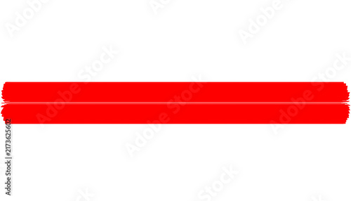 Red brush stroke banner isolated on white background