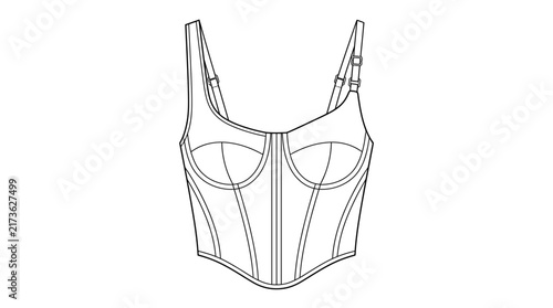 Cuadro en lienzo Fashion illustration of a corset top