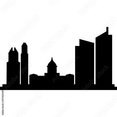Austin Texas Skyline Silhouette, Black City Buildings and Urban Landmark
