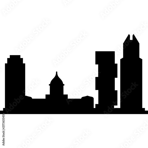 Austin Texas Skyline Silhouette, Black City Buildings and Urban Landmark