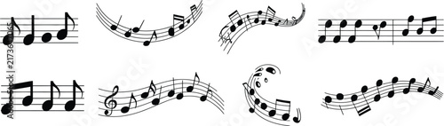 Bild auf Leinwand Music notes illustration set, sheet music symbols, musical notation, melody, com