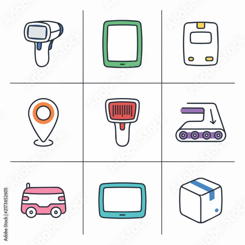 Flat Design Icons for Technology and Industry Concepts.