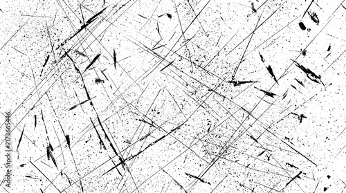 Seamless grunge texture with black scratches and dust particles isolated on transparent background