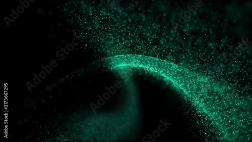 Futuristic glowing wave of moving glowing particles. Abstract background 4k seamless loop. 