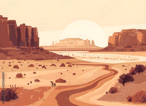 Desert Hiking Trail Through Sculptural Sandstone Formations