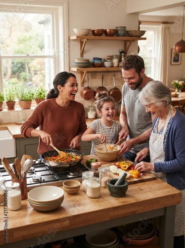 family cooking together