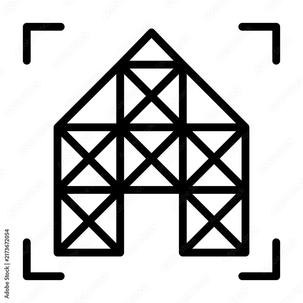 Naklejka premium Structural Design Icon - Black Outline