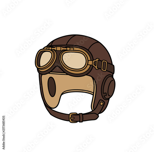 Vintage Aviator Helmet and Goggles Illustration,