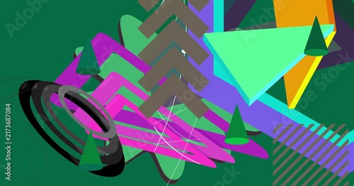 Geometrical graphic retro theme background animation with place for text. Minimal geometric elements frame video. Vintage abstract shapes for advertising.
