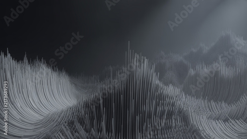 Abstract dark monochrome futuristic digital landscape with sharp peaks and wave texture abstract landscape futuristic monochrome technology