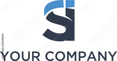 Modern vector logo design featuring the initials SI.