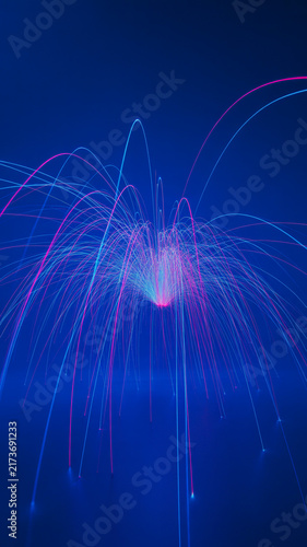 Abstract glowing blue fiber optic fountain effect with sparkles abstract fountain sparkles technology communication connection