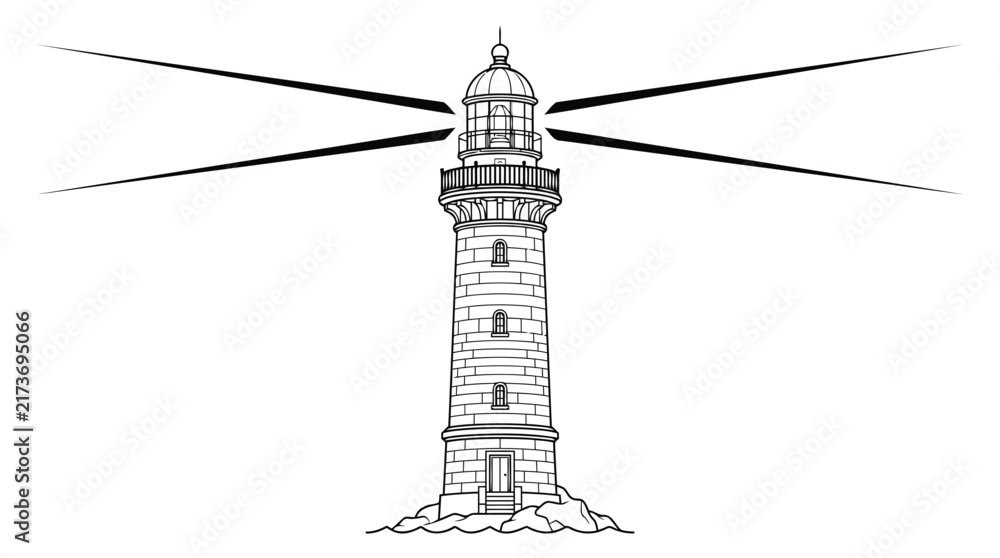 Obraz premium Lighthouse illustration with helicopter blades