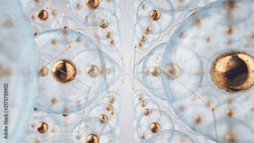 Golden nanoparticles connected by wireframe network within transparent membranes
