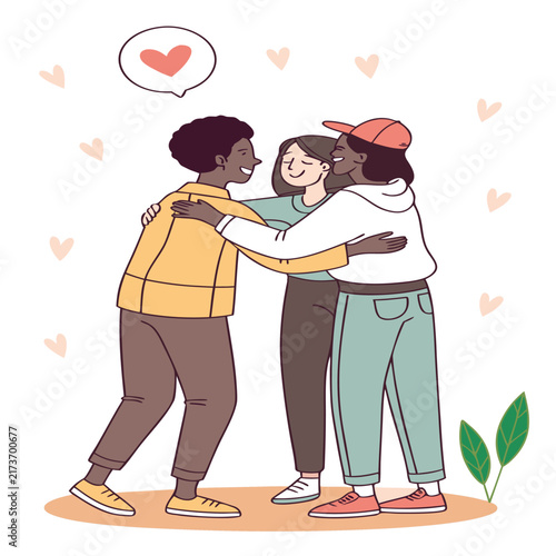 International Day of Charity Poster with Diverse People Embracing, Love, Kindness and Community Support Vector Illustration