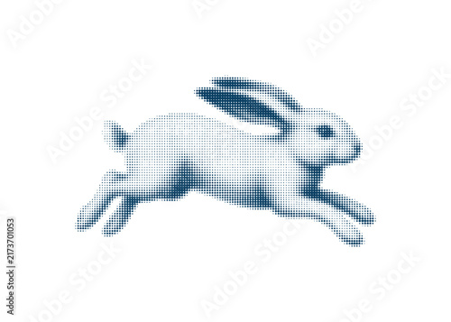 Фотография Halftone Illustration of a Running White Rabbit.