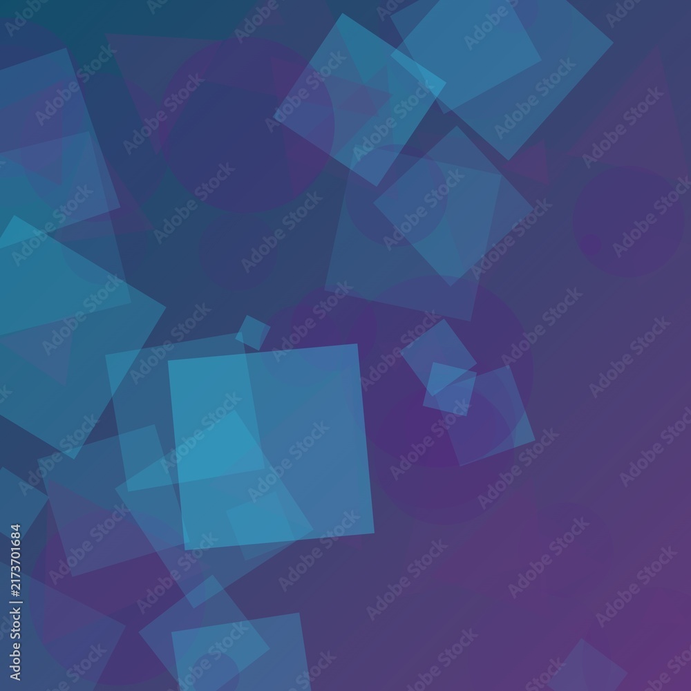 Obraz premium Abstract Geometric Background with Overlapping Blue and Purple Transparent Square Shapes
