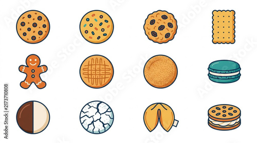 Colorful Illustrated Collection of Sweet Treats and Snacks.