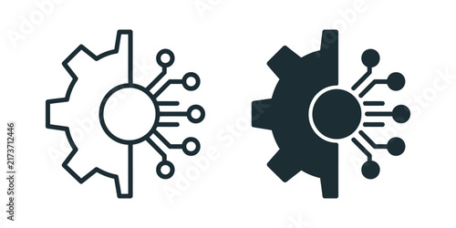 Technology icon featuring a simple flat symbol with editable strokes for digital innovation, electronics, computing, software, and modern design