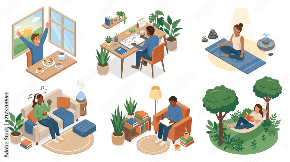 Fototapeta premium Home lifestyle scenes with working