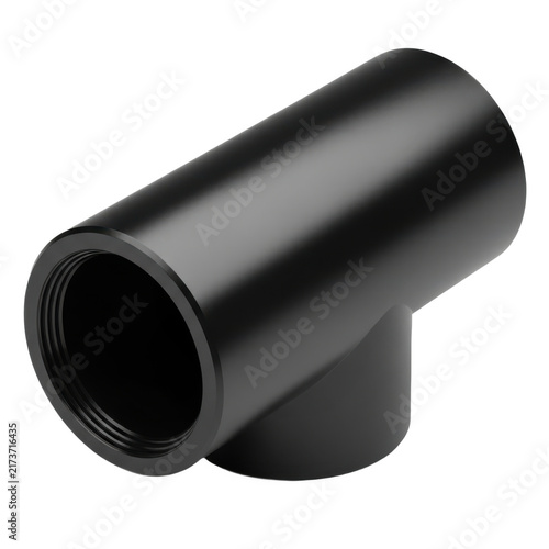 Black matte threaded plumbing elbow joint with precise manufacturing finish and clean industrial design